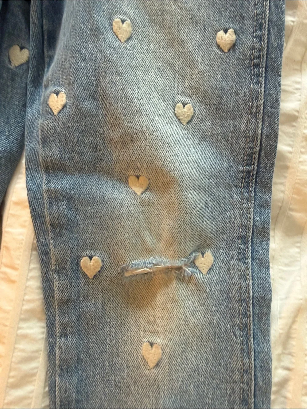 Gap Girls Blue Heart-Print Denim Jeans- Read